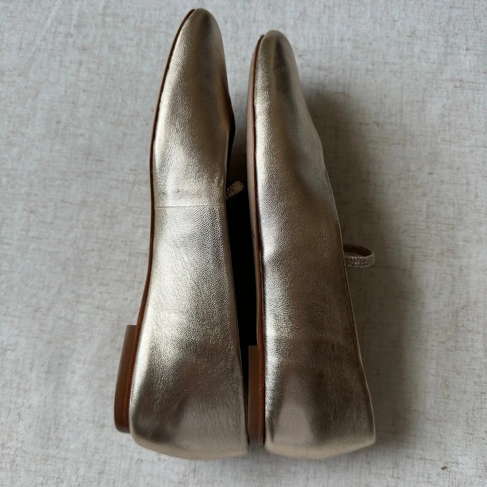 Reformation Bowie Ballet Flat Gold Metallic Leather Mary Jane 5.5 Rare